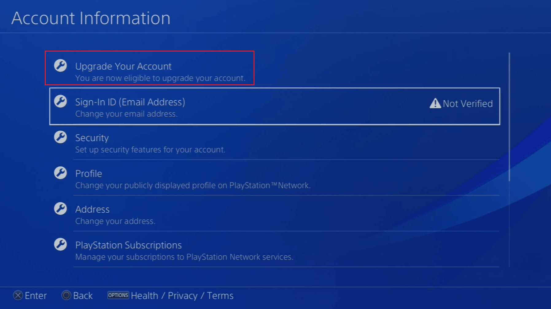 seleccione Actualice su cuenta |  Cómo eliminar a un miembro de la familia en PS4 |  cambie la cuenta de su hijo a una cuenta de padres en PS4