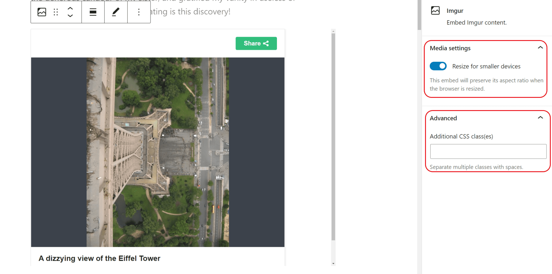 Incrustar Imgur WordPress - Configuración