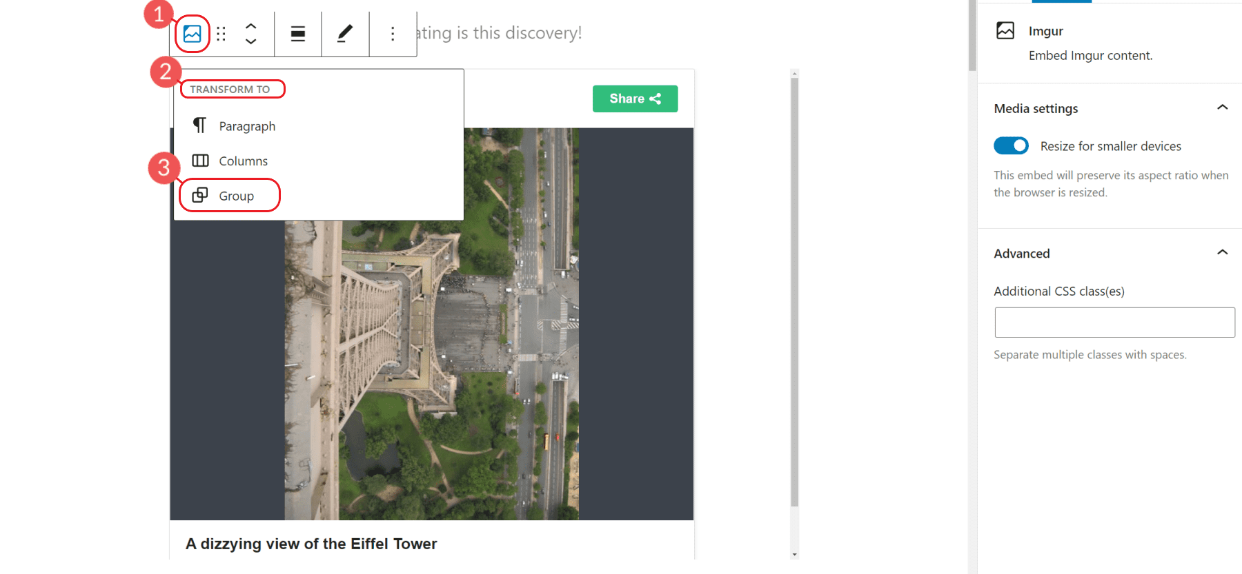Insertar Imgur WordPress - Transform Group