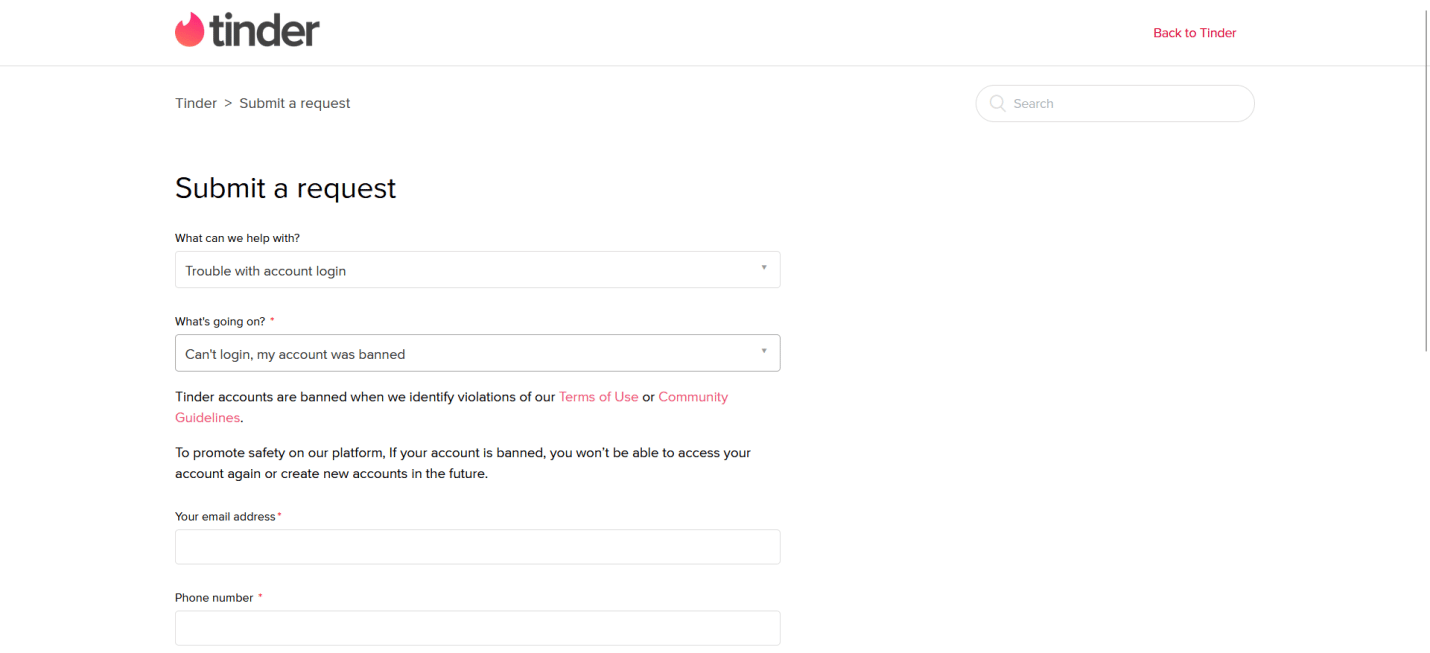 Formulario de solicitud Tinder |  Cómo omitir la verificación del número de teléfono de Tinder