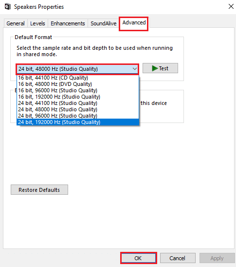 marque la opción Habilitar mejoras de audio en la sección Mejoras de la señal.  ¿Por qué mi computadora hace ruidos extraños?