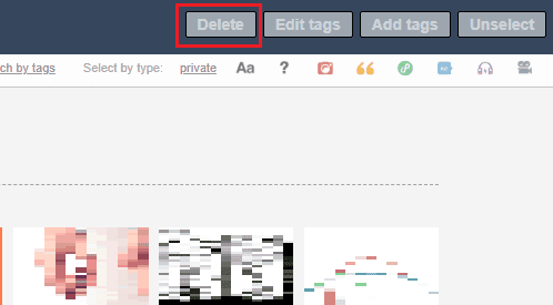Haga clic en Eliminar desde la parte superior |  mira tu archivo en Tumblr