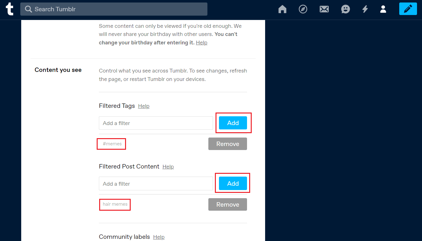 Agregue las etiquetas deseadas y publique el contenido que desea filtrar para que no aparezcan en su feed de Tumblr |  mira tu archivo en Tumblr