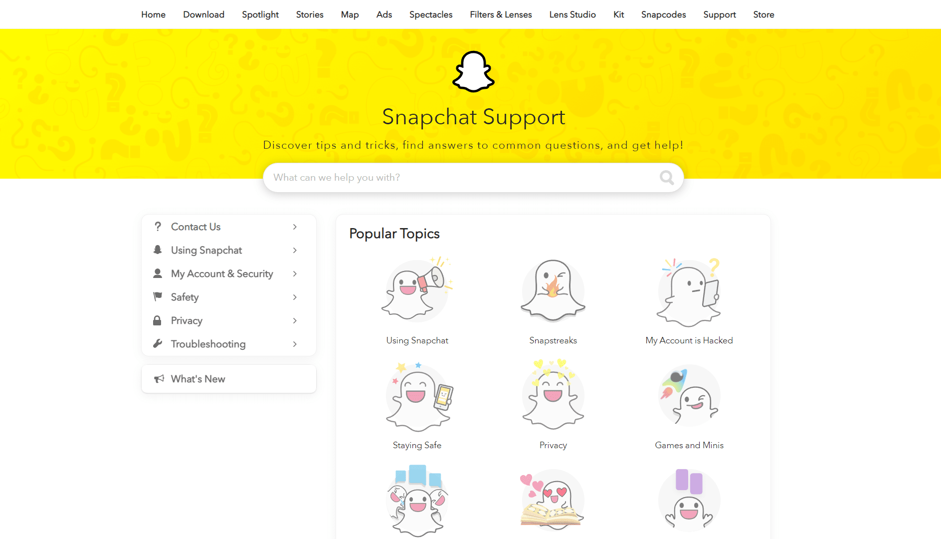 Soporte de Snapchat