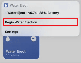 Toque Comenzar eyección de agua |  desempañar la cámara frontal de mi iPhone