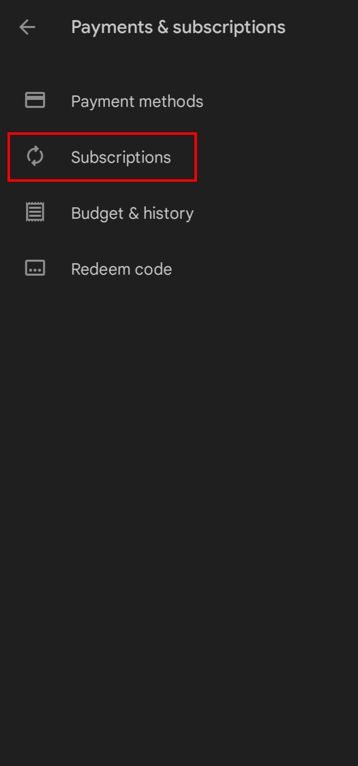 Toca Suscripciones.  Cancelación de 14 días de Match.com