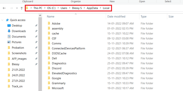 Navegue hasta la ruta para abrir el archivo Discord.  Arreglar Discord atascado en la pantalla de conexión