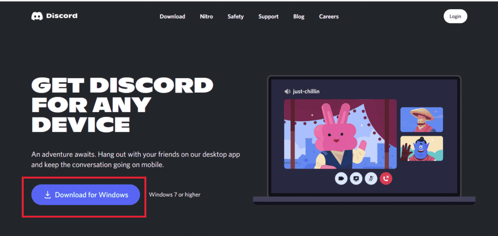 Haga clic en Descargar para Windows.  Arreglar Discord atascado en la pantalla de conexión