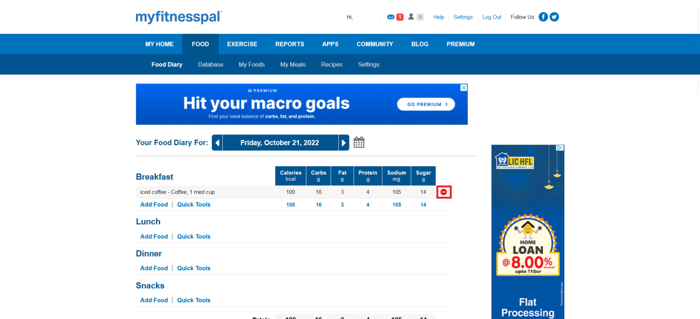 Haga clic en el círculo rojo para eliminar la entrada.