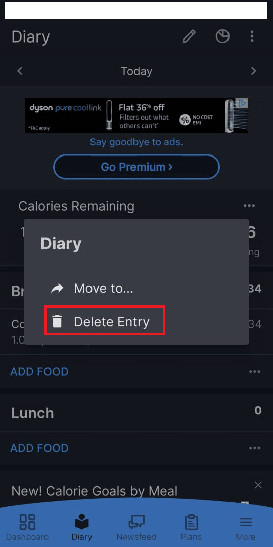 Haga clic en eliminar entrada.