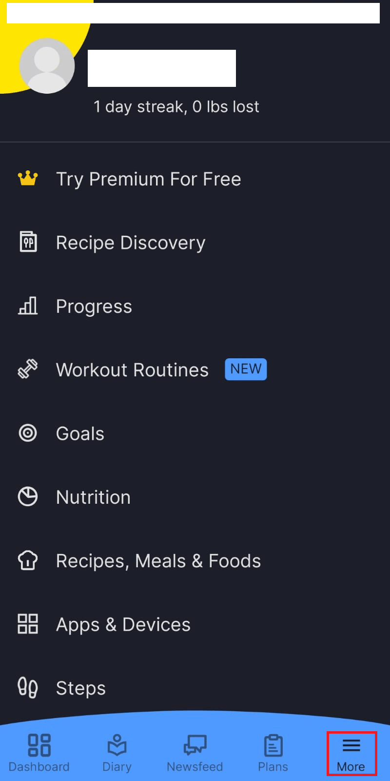 Haga clic en el botón Menú.