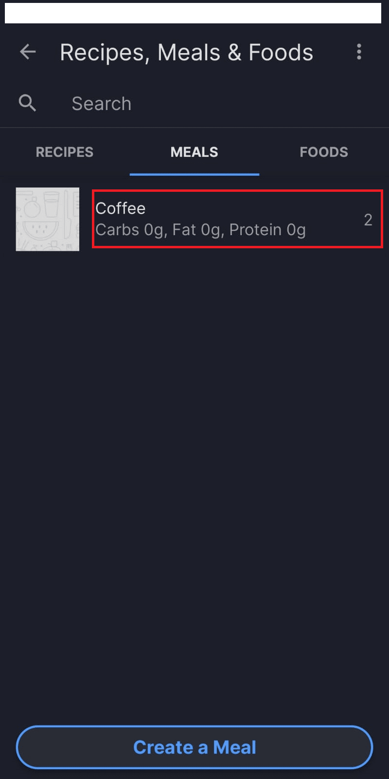Vaya a Comida que desea cambiar.