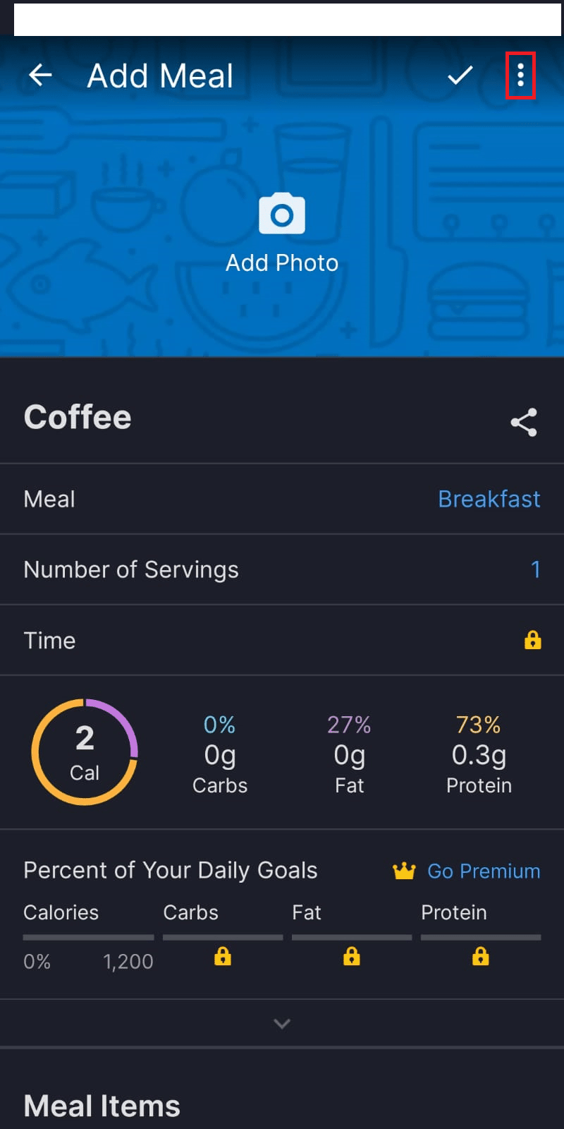 Haga clic en 3 puntos |  ¿Cómo se puede restablecer MyFitnessPal?