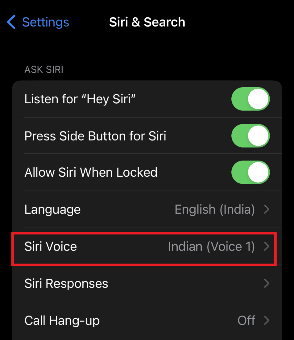 Toca Siri Voice. ¿Por qué mi Siri suena raro?