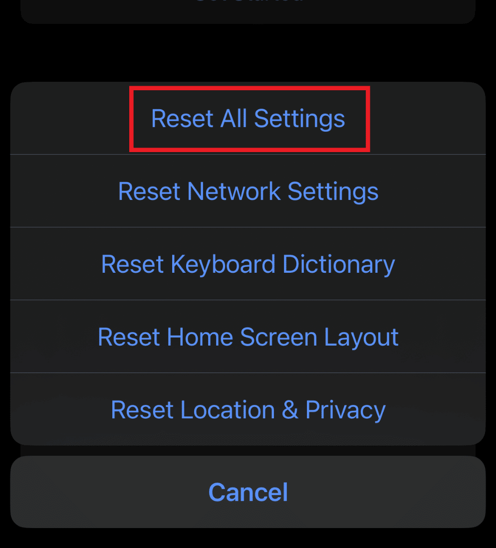 Seleccione Restablecer todo el contenido y la configuración