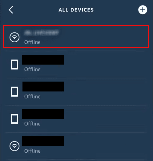 Seleccione el dispositivo deseado de la lista que desea desvincular o eliminar | ¿Por qué no puedo eliminar el dispositivo de la aplicación Alexa?