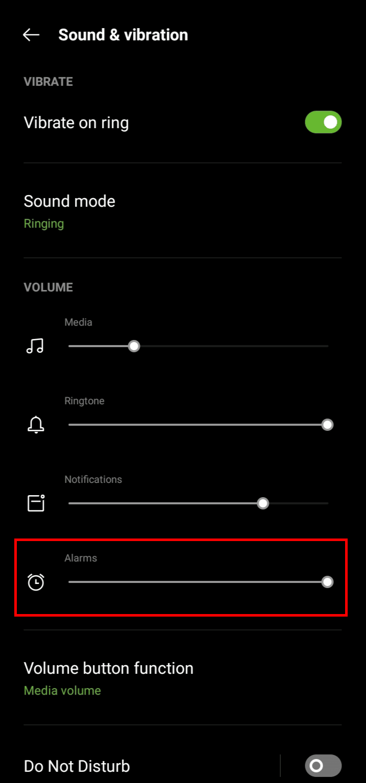 Mueva el control deslizante Alarma hacia la derecha para aumentar el volumen de la alarma | cambiar el sonido de la alarma de mi iPhone