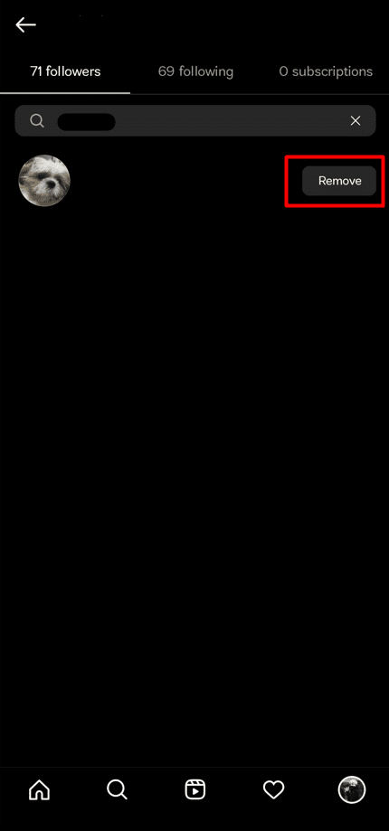 Ubique el perfil de IG deseado que desea eliminar y toque Eliminar junto a él