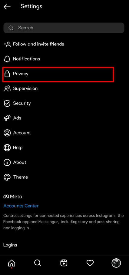 Seleccione Privacidad en Configuración |  ¿Puedes ocultar a quién sigues en Instagram?