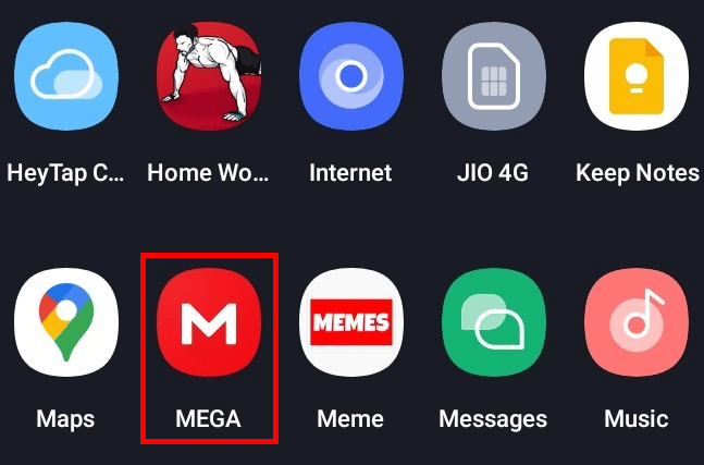 Abra la mega aplicación en su teléfono.