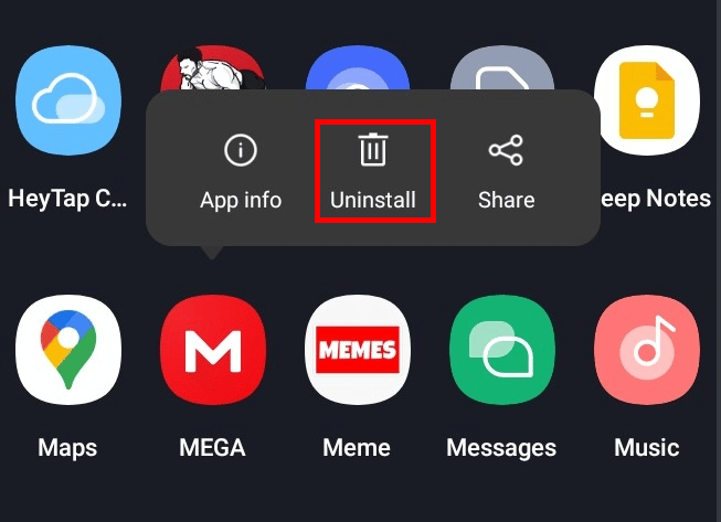 Toque en la opción Desinstalar.