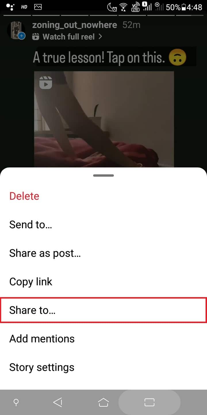 Toque Compartir para ver todas las opciones para compartir. 