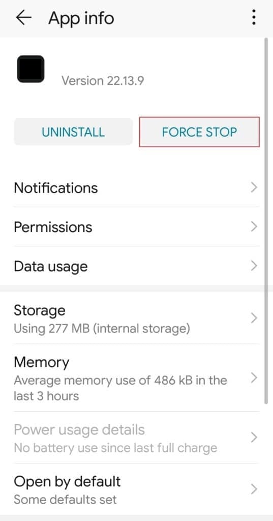 forzar la detención de la aplicación android