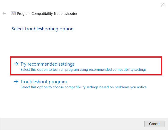 Seleccione Probar la configuración recomendada