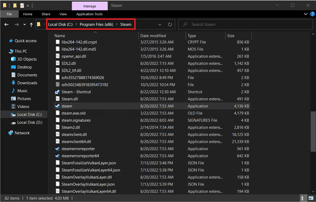 Navegue a la carpeta de instalación de Steam en la siguiente ubicación.  Solucionar el error de AppHangB1 en Steam
