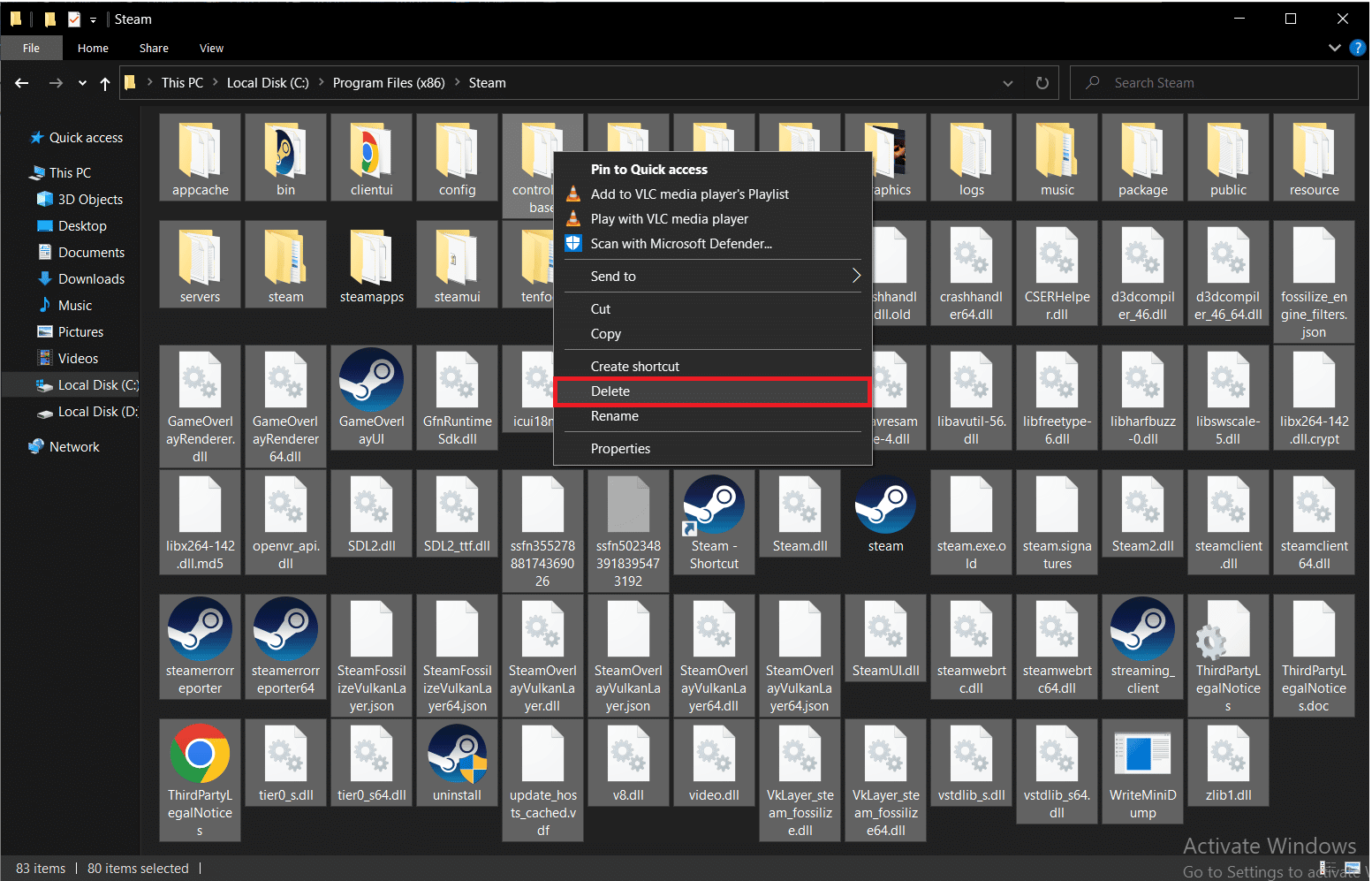 Haga clic derecho sobre ellos y elija la opción Eliminar