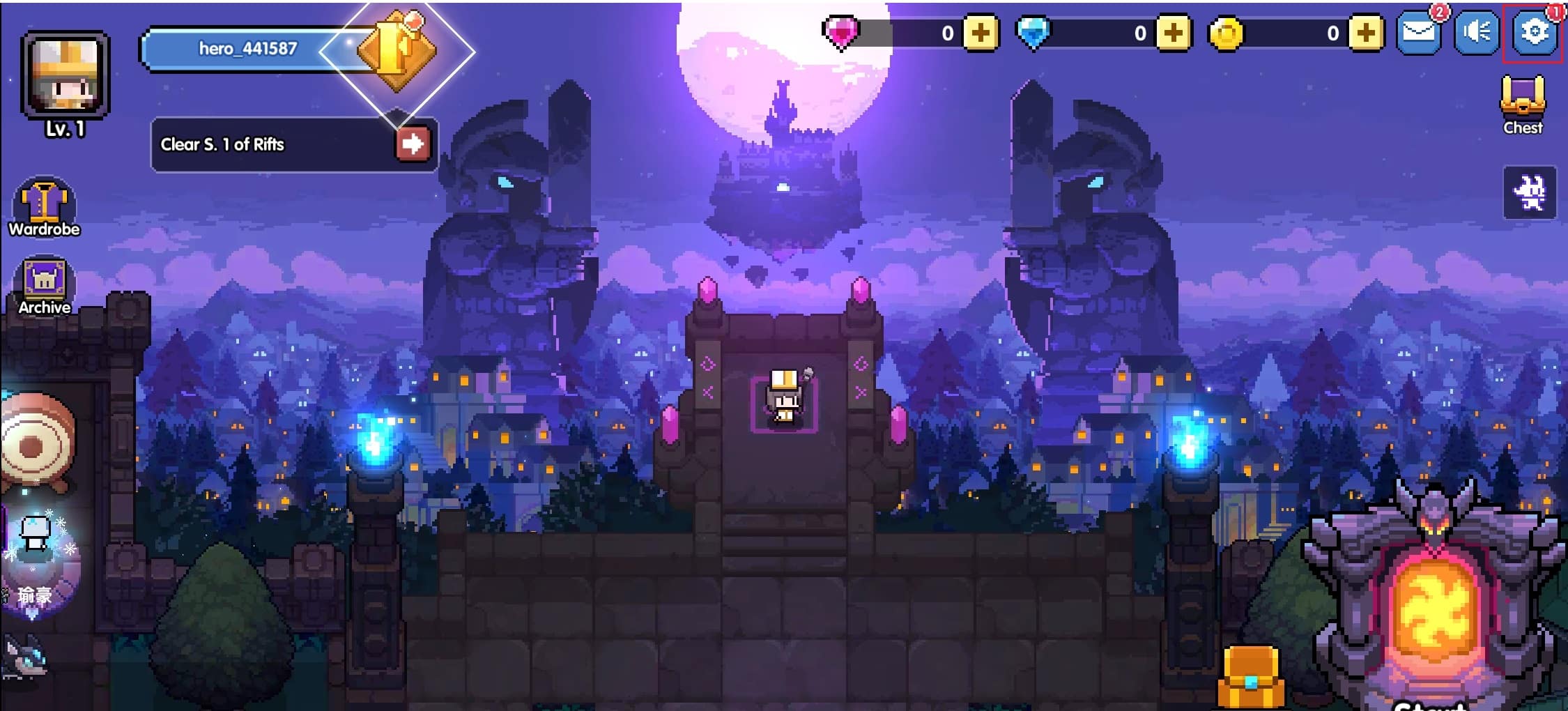 toque el ícono de ajustes para abrir la configuración de My Heroes SEA