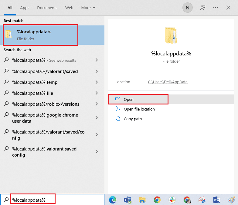 abra la carpeta AppData Local. Formas de arreglar el código de error de Roblox 267