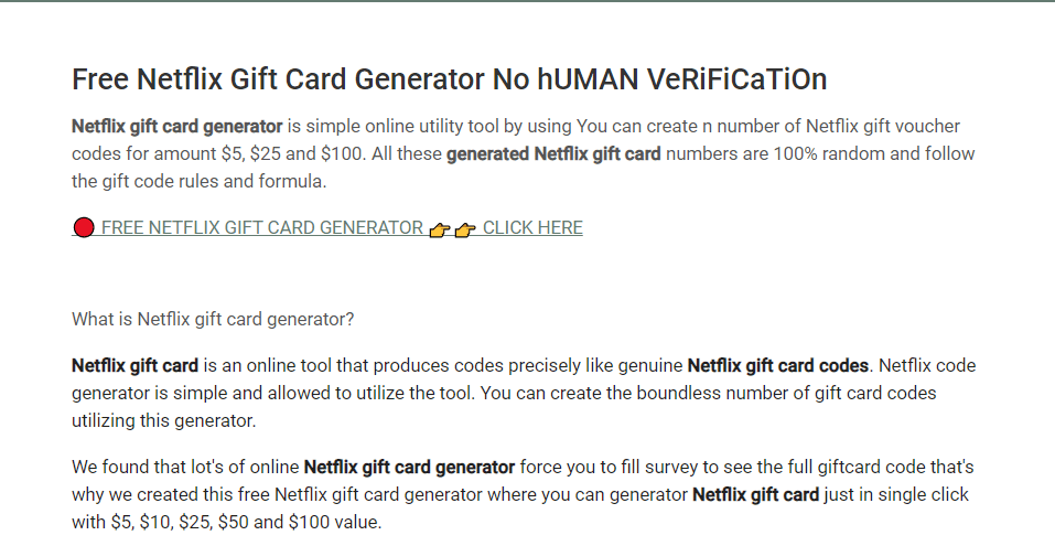 Sitios web generadores de código.  Cómo obtener un código de tarjeta de regalo de Netflix gratis