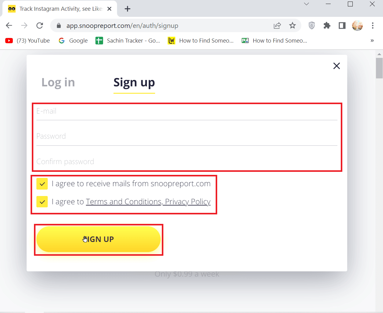 ingrese los detalles y haga clic en registrarse
