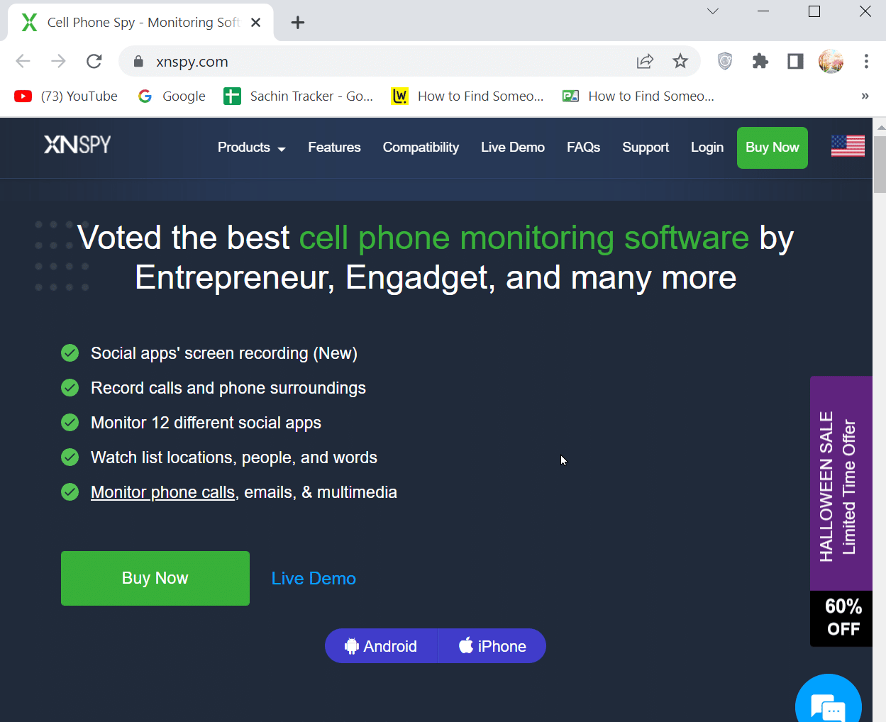 página de inicio de xnspy.  Cómo ver lo que le gusta a alguien en Instagram