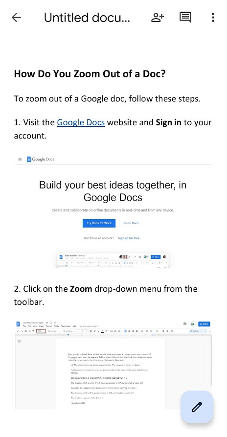 pellizque para cerrar la pantalla del móvil para alejar el documento si ya lo había acercado