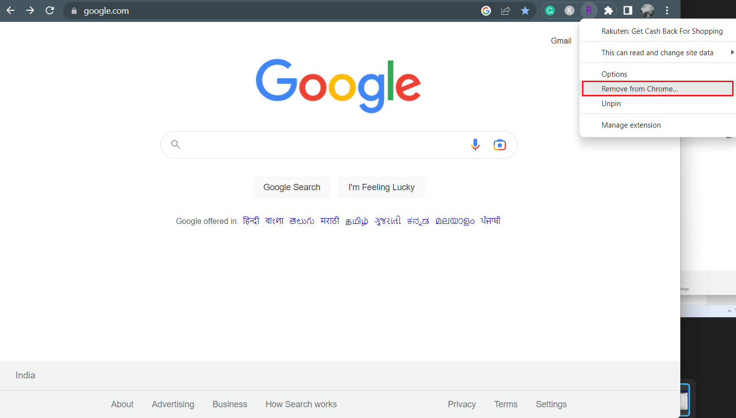 Haga clic en Quitar de Chrome... |  Cómo eliminar una cuenta de Ebates