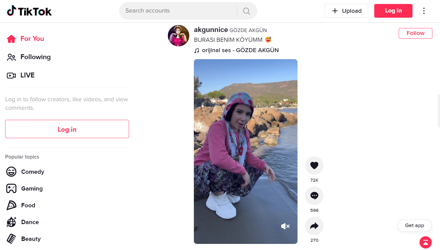 Sitio web de Tik Tok