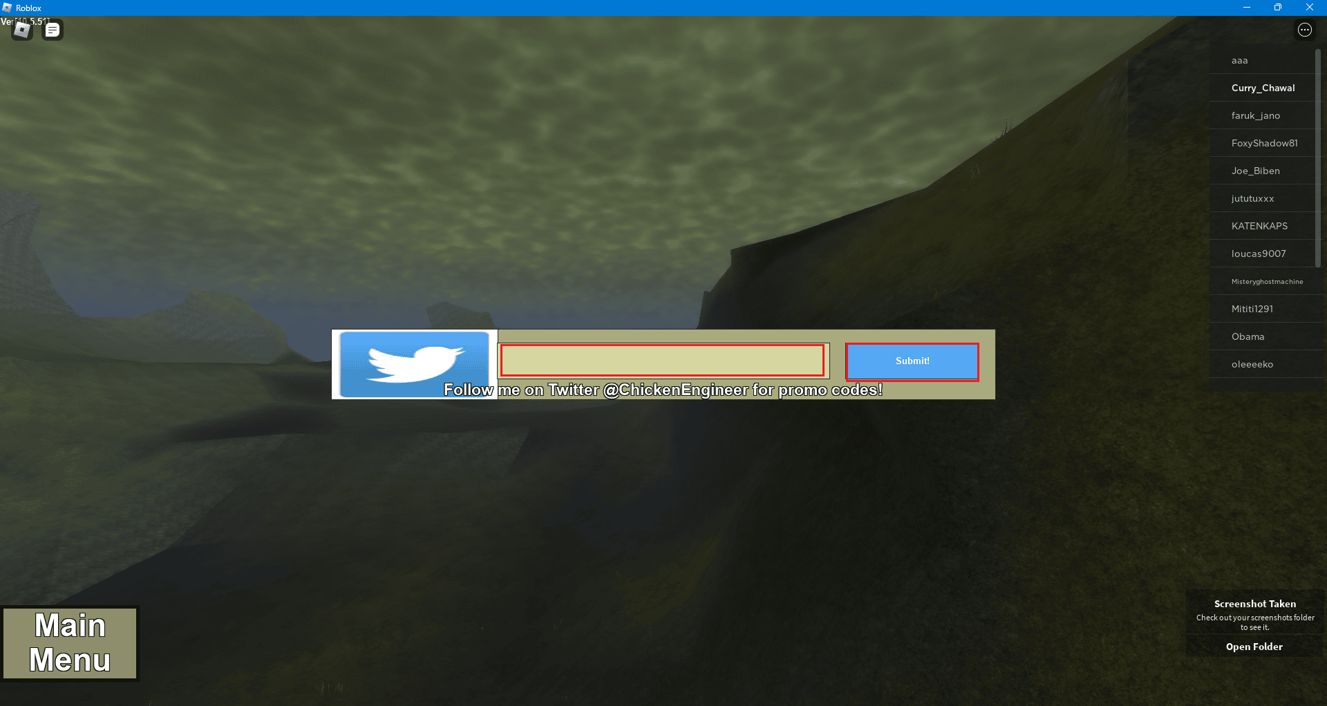 escriba el código y haga clic en Enviar