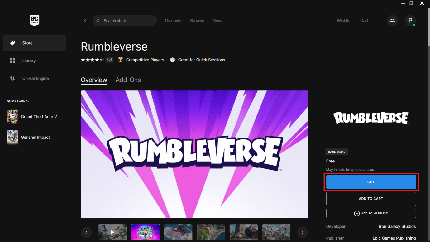 Página de instalación de Rumbleverse