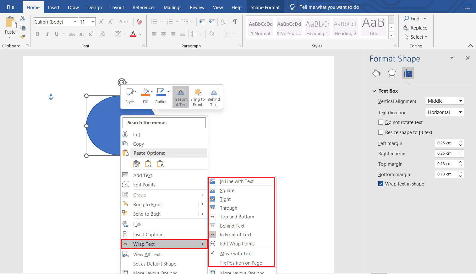 ajustar texto en la aplicación de Word