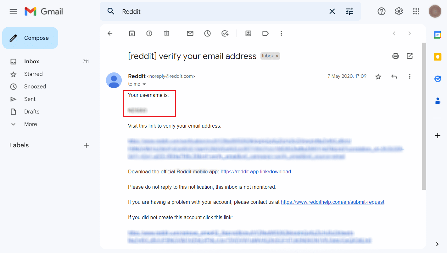 Localice el nombre de usuario de la cuenta en el correo electrónico |  encontrar a alguien en Reddit con su número de teléfono