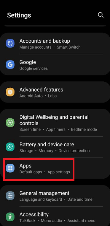 opción de aplicaciones 