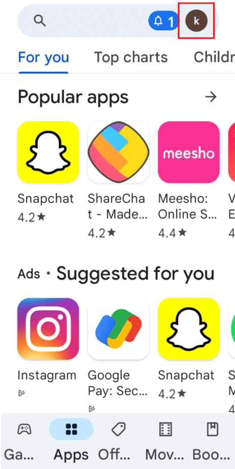 toque el icono de perfil.  Arreglar Netflix Este título no está disponible para ver al instante Error