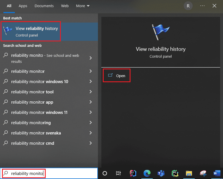 ver el historial de confiabilidad.  Cómo ver los registros de fallas y los registros de errores de Windows 10