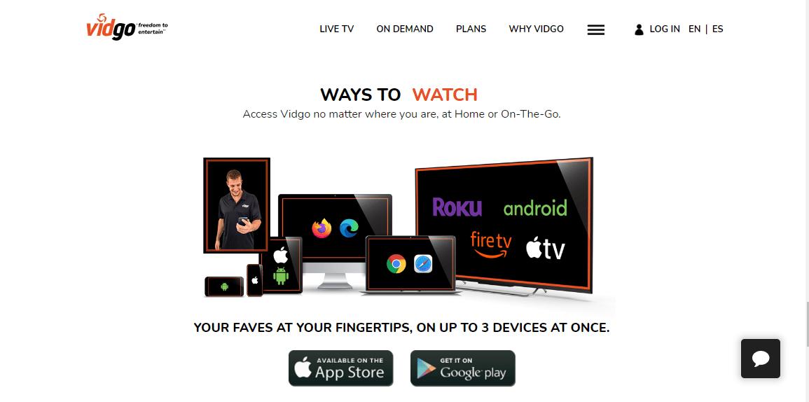 Accede a Vidgo en múltiples dispositivos