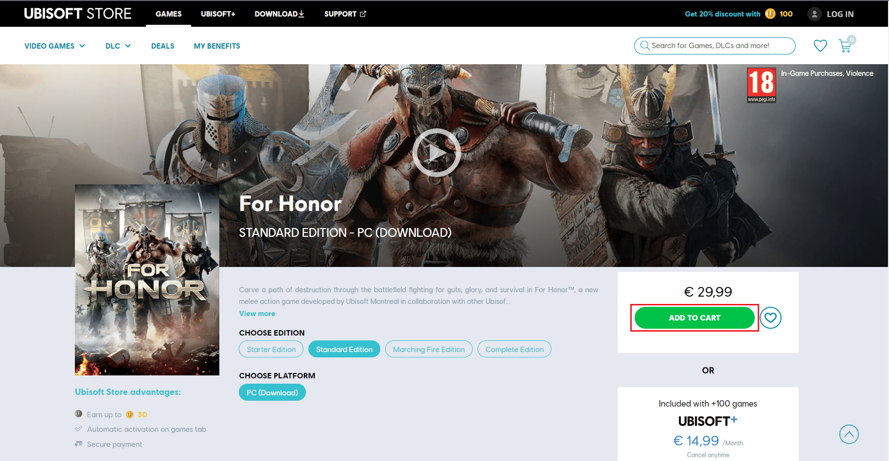 Por honor Añadir al carrito ubisoft.  Canjear códigos de For Honor gratis