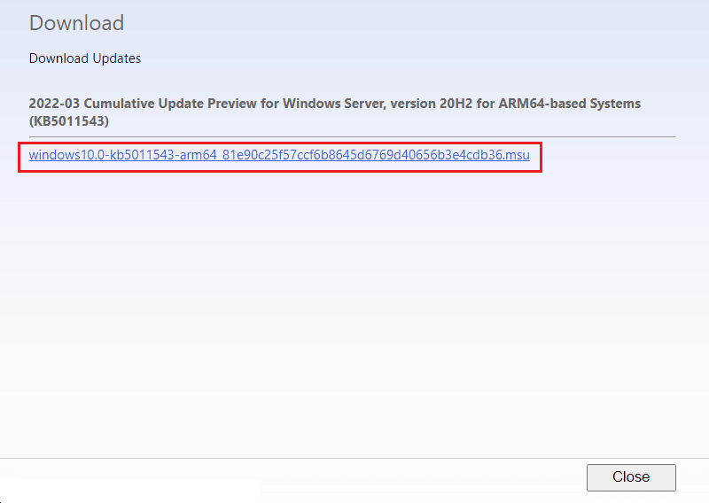 haga clic en el enlace de descarga para descargar las actualizaciones en el Catálogo de actualizaciones de Microsoft.  Formas de corregir el error de actualización de Windows 0X80070003