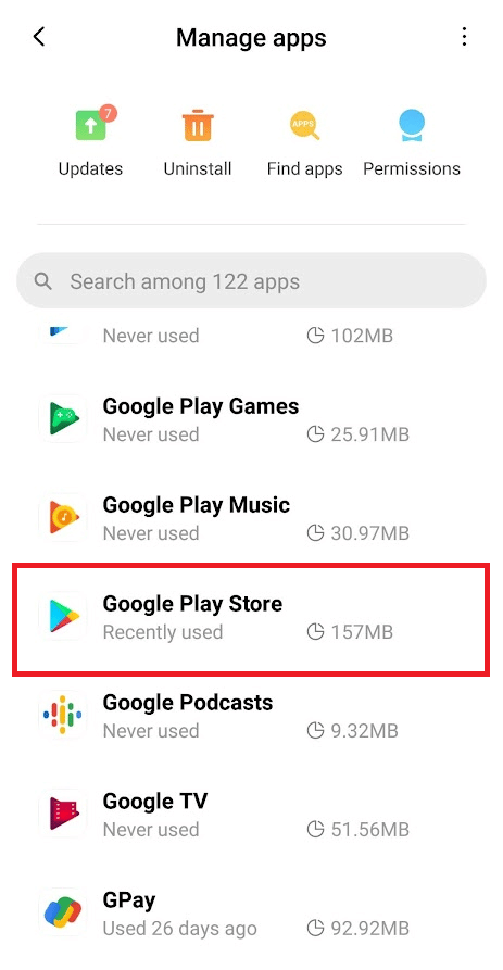 Toca Administrar aplicaciones.  | 