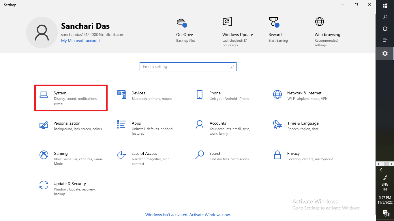 Haga clic en Configuración del sistema. 